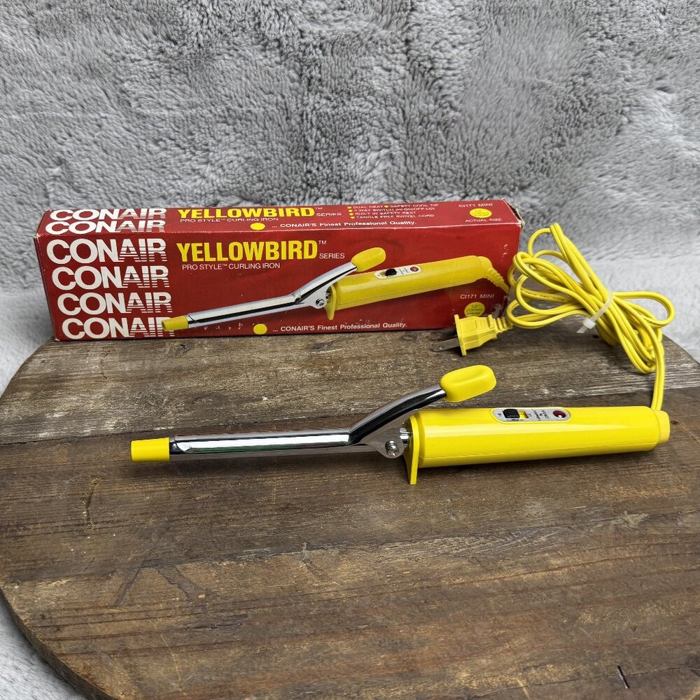 Vintage 1982 Conair Yellowbird Pro Style Curling Iron, 1/2" rod
